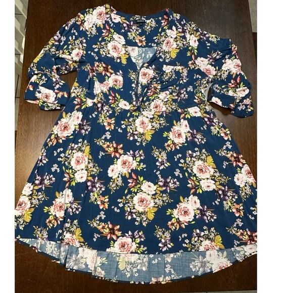 Torrid Floral Challis Mini Dress Women 3 Fairy Plus Size Stretchy Pockets Comfy - Picture 1 of 15